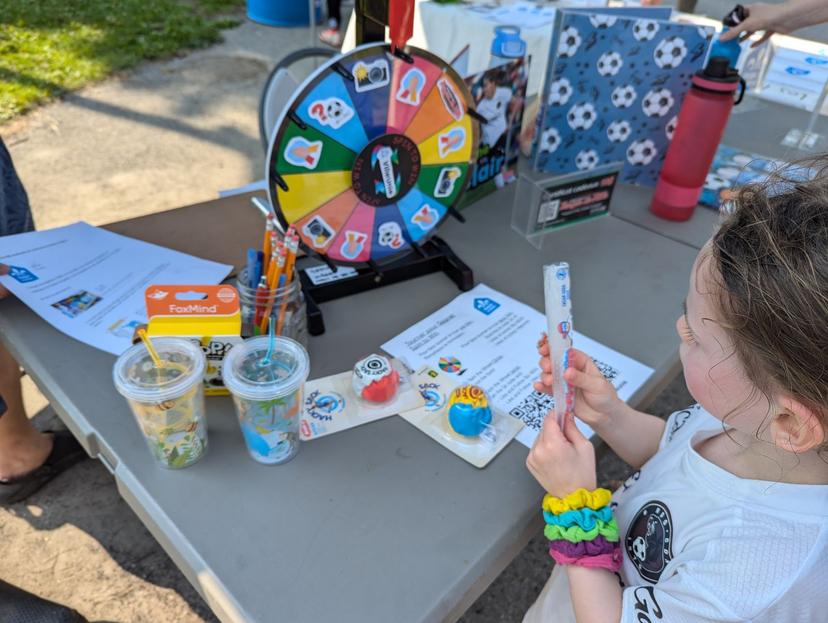 woman with prize spinner